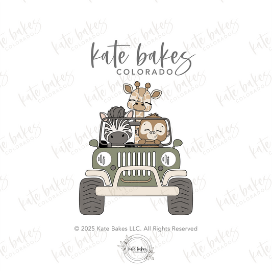Jeep with Animals Cookie Cutter