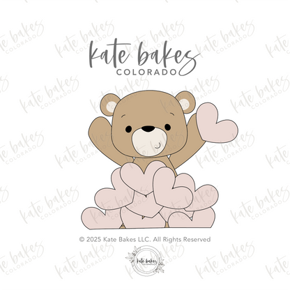 Bear in Pile of Hearts Cookie Cutter