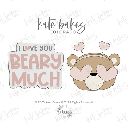 Bear and "Beary Much" Plaque Cookie Cutter (SET OF 2)