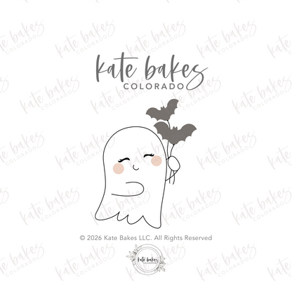 Ghost No.3 With Bat Balloons Cookie Cutter