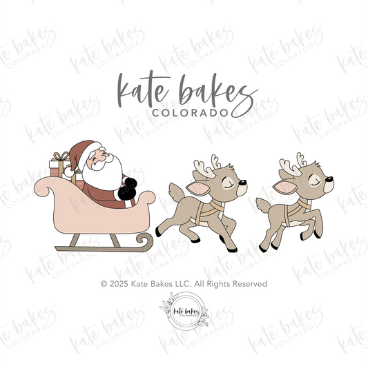 Santa in Sleigh and Reindeer Cookie Cutter (SET OF 3)