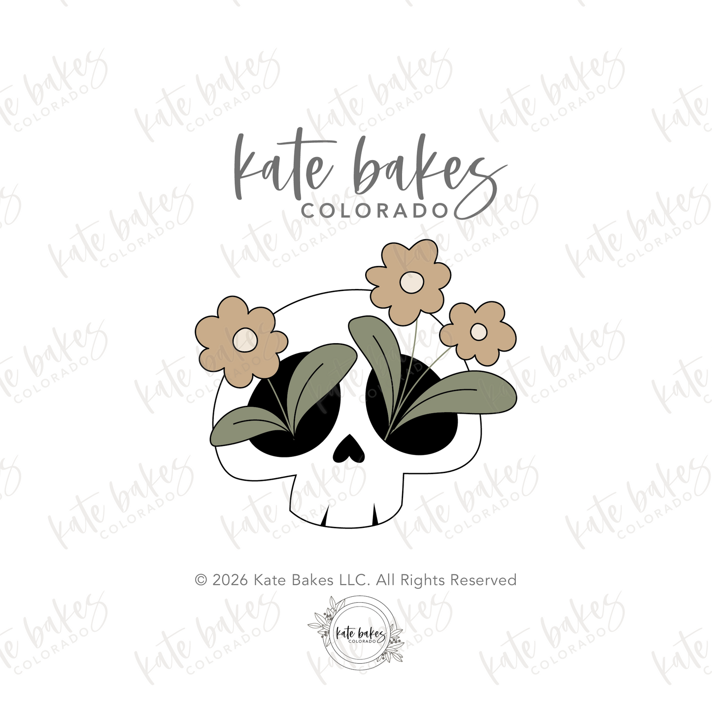 Skull No.2 with Flowers Cookie Cutter