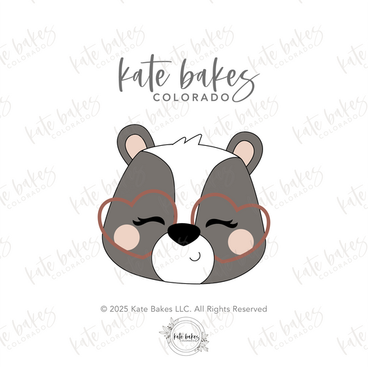 Skunk Face with Heart Glasses Cookie Cutter