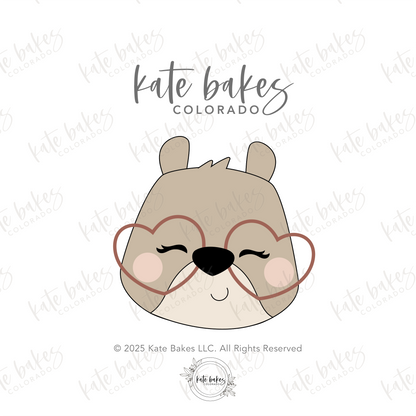 Squirrel Face with Heart Glasses Cookie Cutter