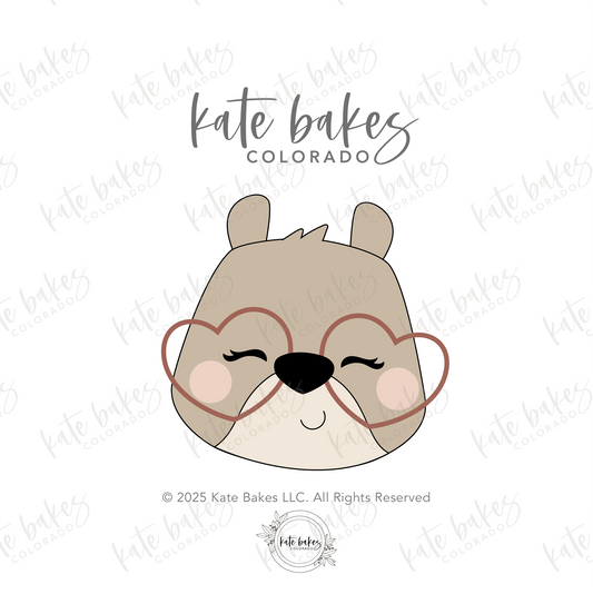 Squirrel Face with Heart Glasses Cookie Cutter