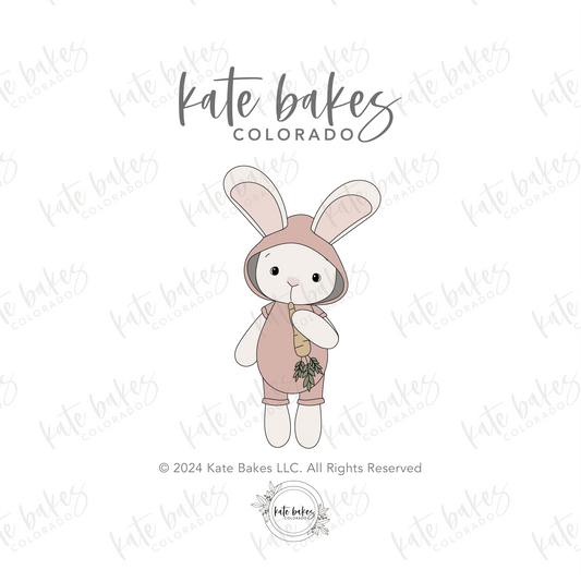 Cortador de galletas Boho Bunny con sudadera con capucha y zanahoria