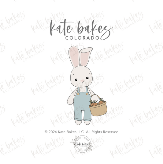 Boho Bunny with Overalls & Basket Cookie Cutter