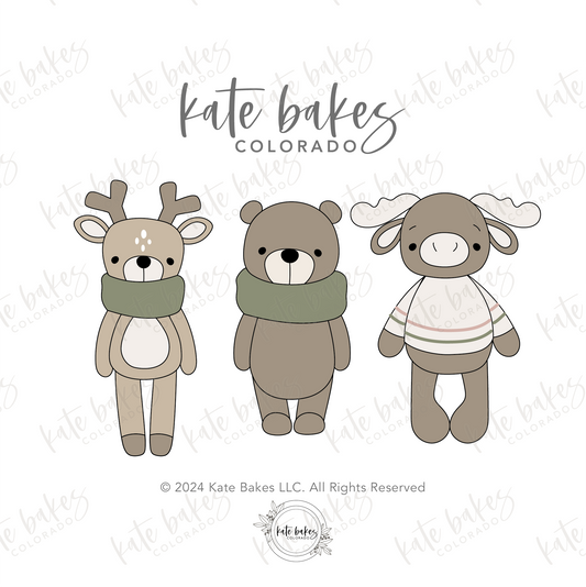 Tall Boho Reindeer, Bear & Moose Cookie Cutters (SET OF 3)