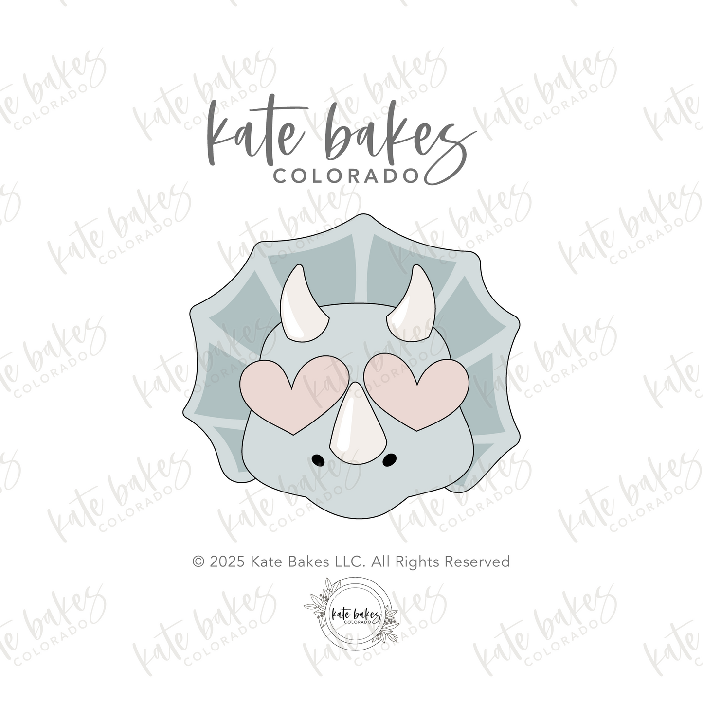 Triceratops with Heart Eyes Cookie Cutter