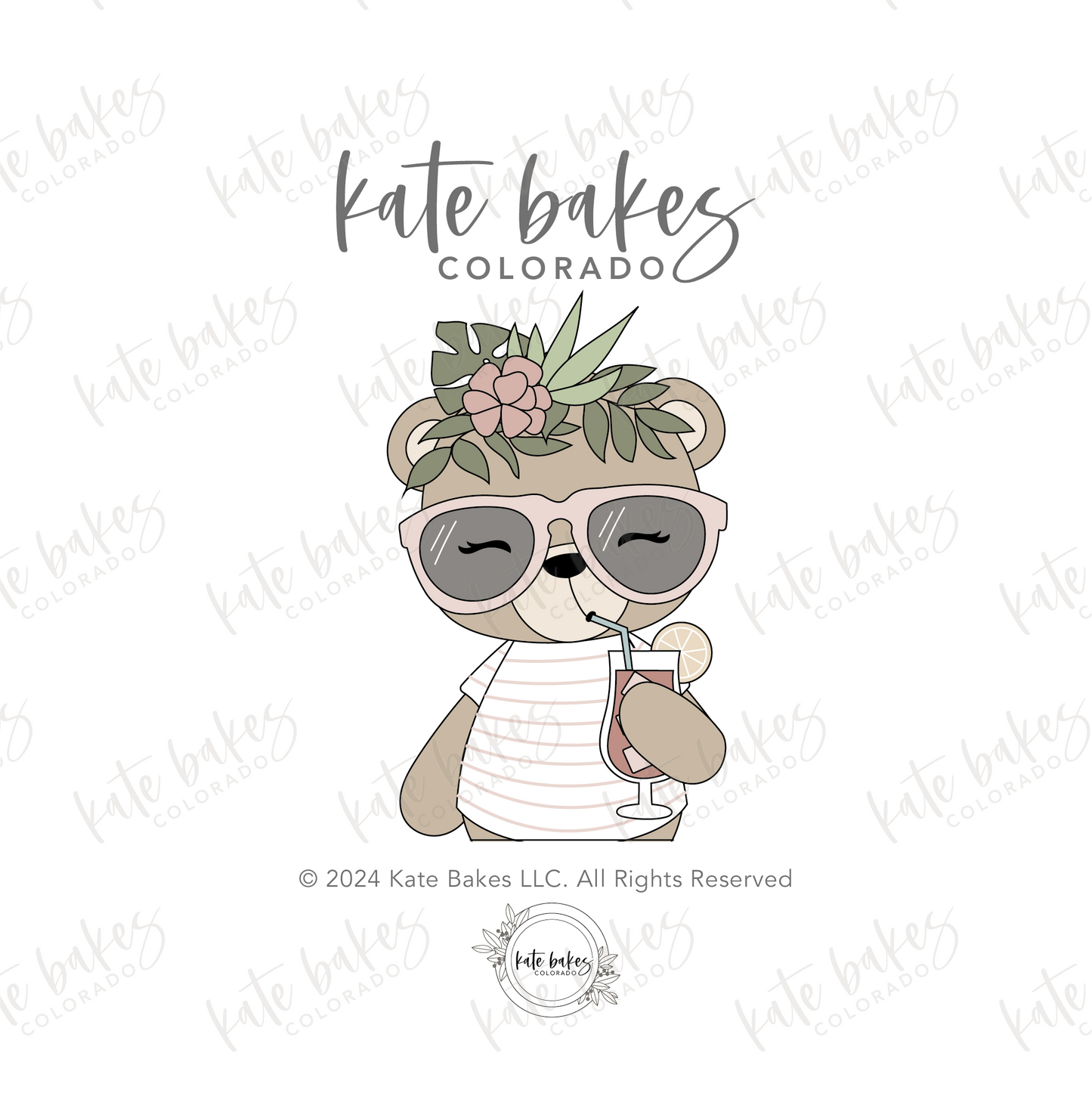 Bear with Tropical Flower Crown STL File