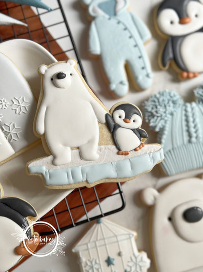 Cortador de galletas Oso Polar y Pingüino sobre Iceberg