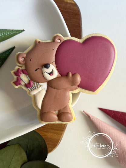 Cortador de galletas con corazón de oso