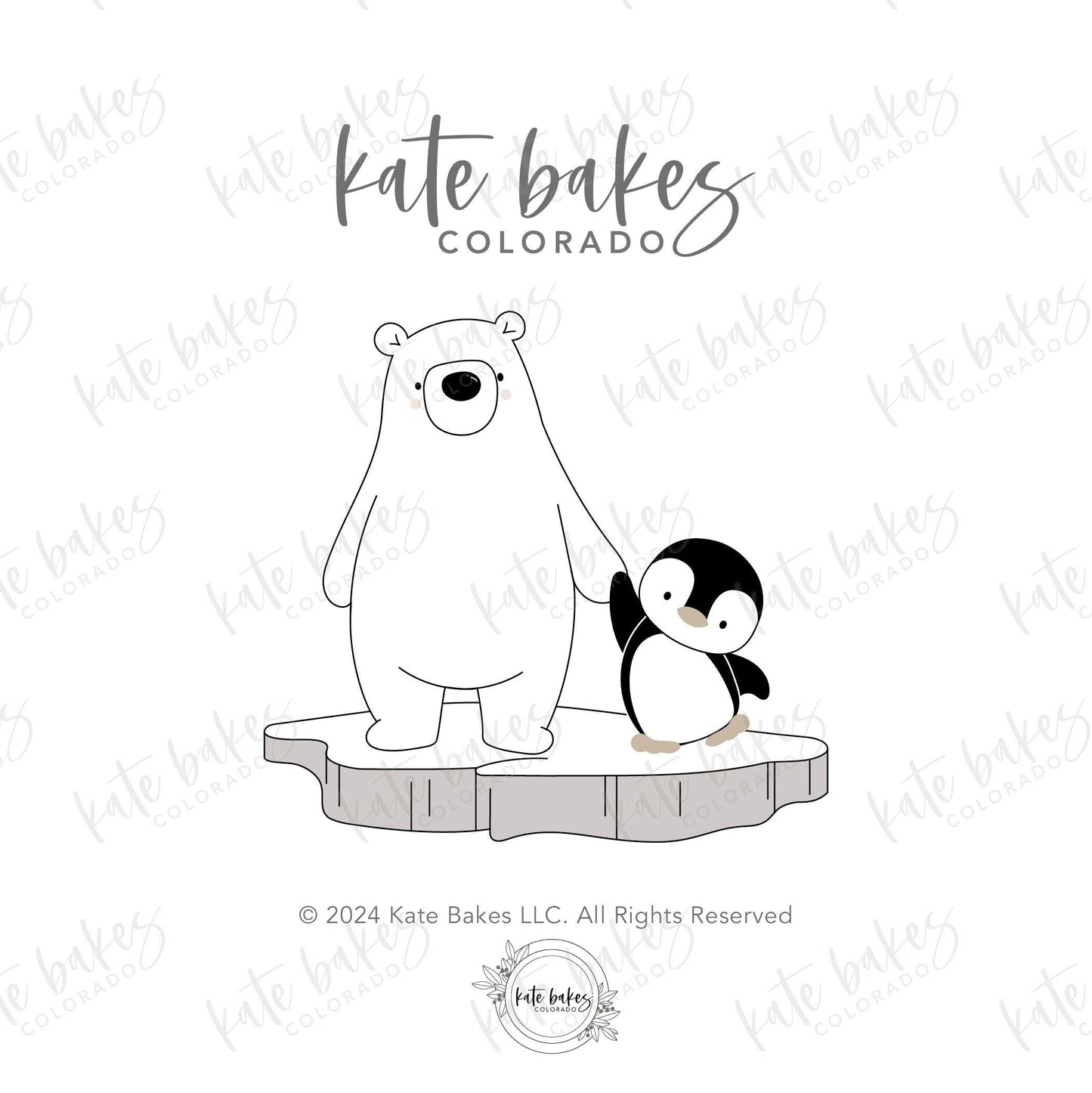 Polar Bear and Penguin on Iceberg Cookie Cutter