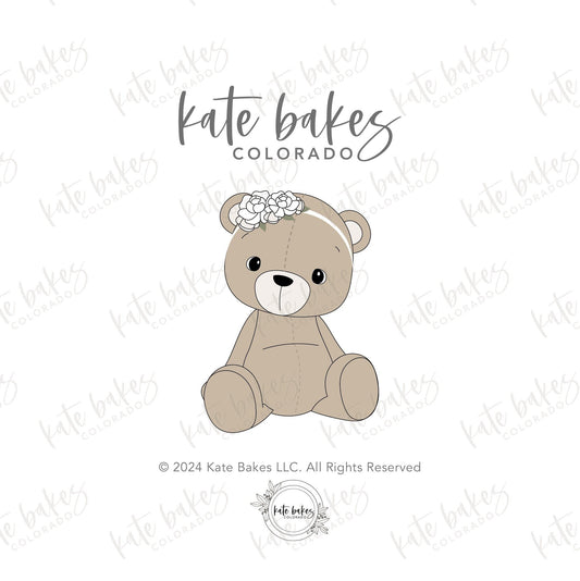 Bear Sitting with Flower Headband Cookie Cutter