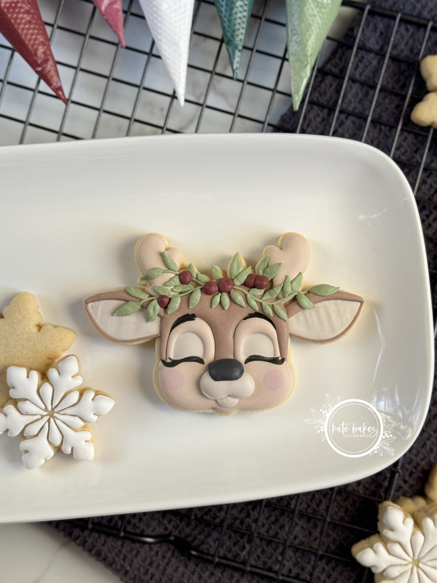 Reindeer No.3 with Greenery Cookie Cutter