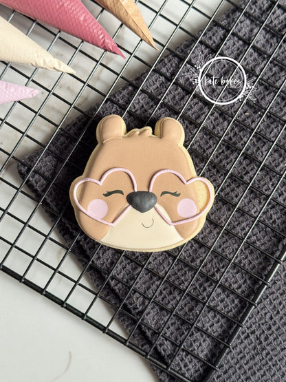 Squirrel Face with Heart Glasses Cookie Cutter