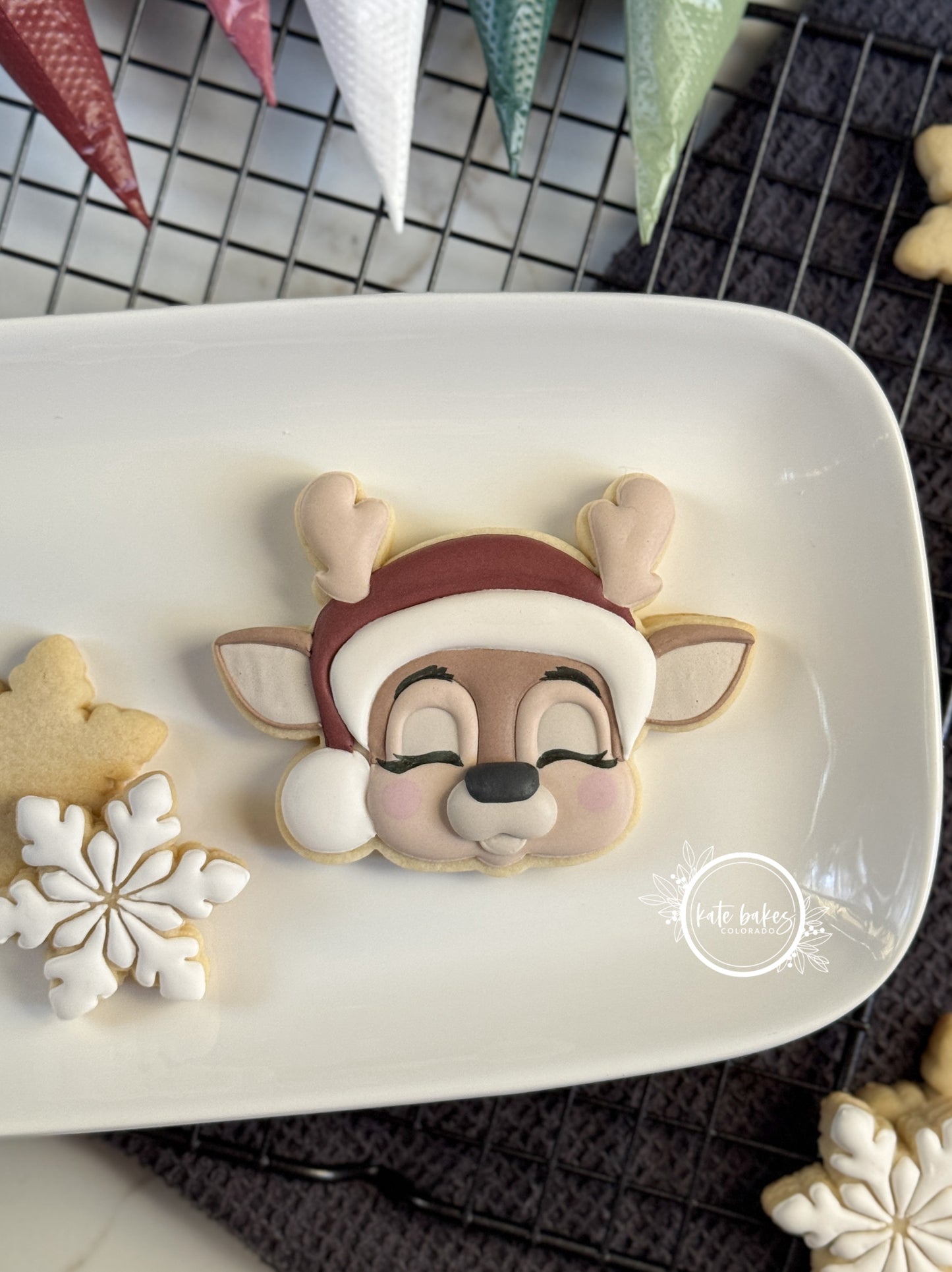Reindeer No.3 with Santa Hat Cookie Cutter