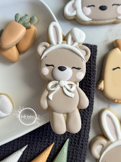 Cortador de galletas arcoíris con orejas de conejo