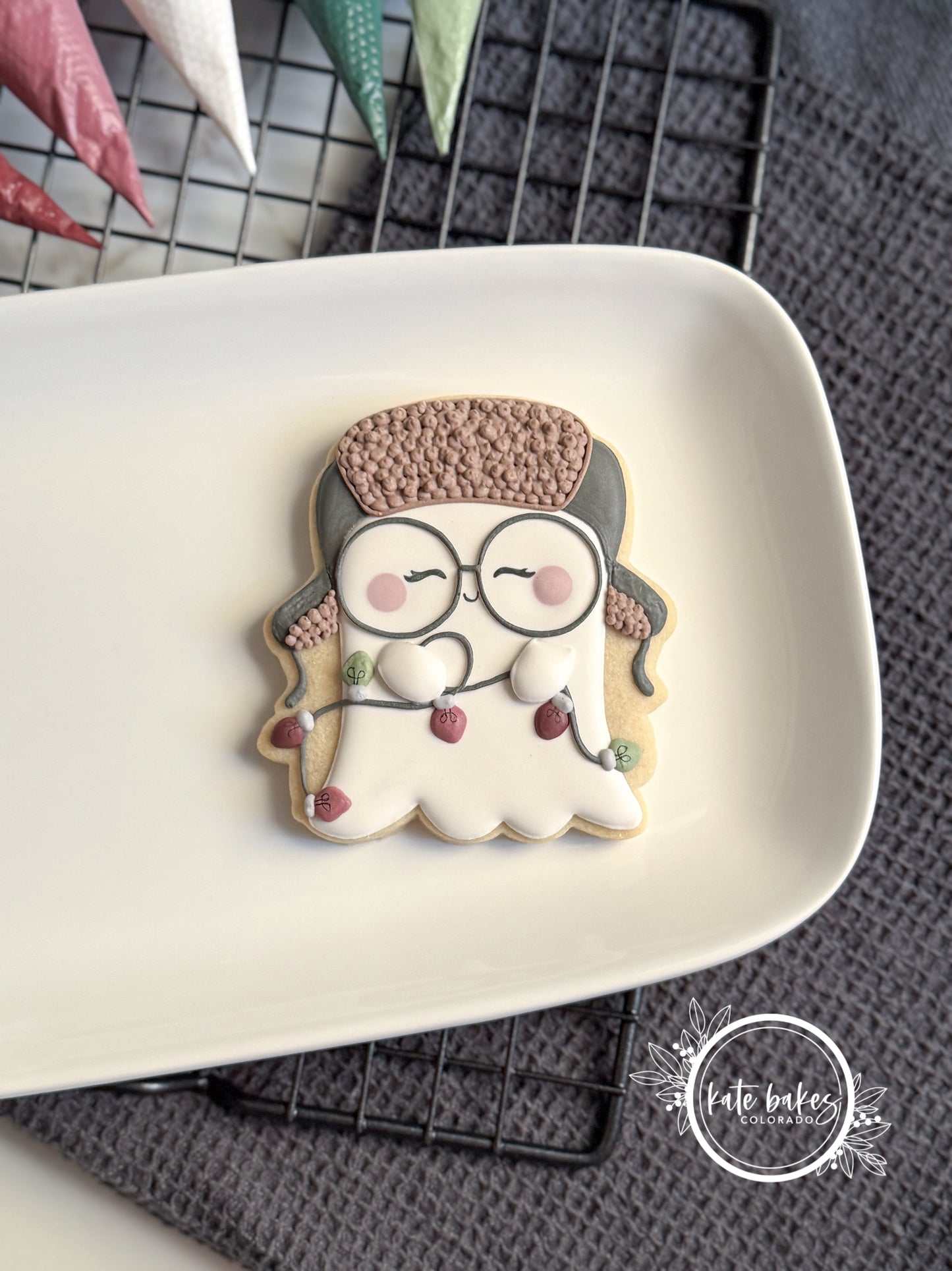 Ghost with Hat and Lights Cookie Cutter