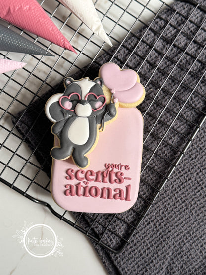 Skunk with Heart Balloons Cookie Cutter