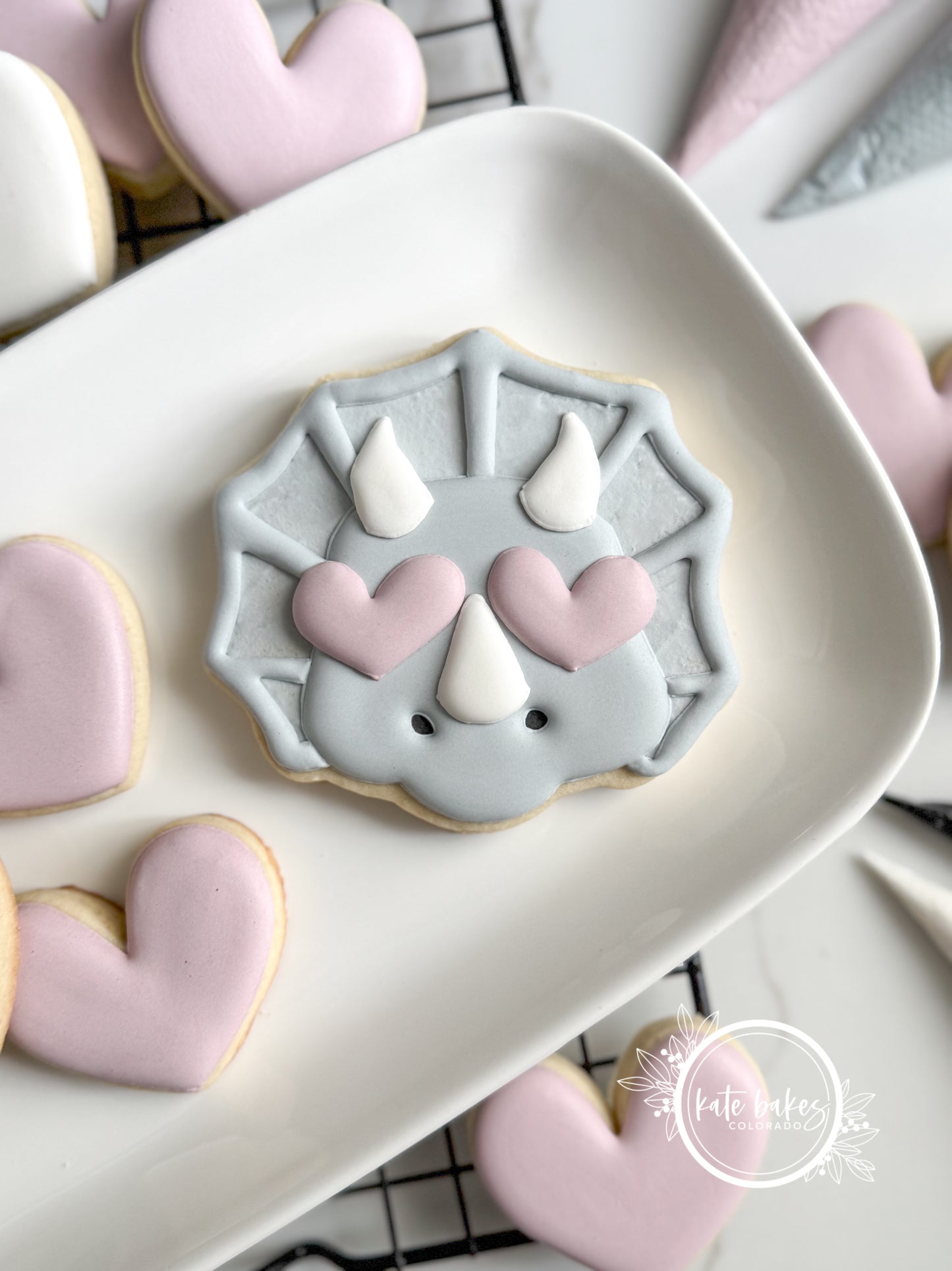 Triceratops with Heart Eyes Cookie Cutter