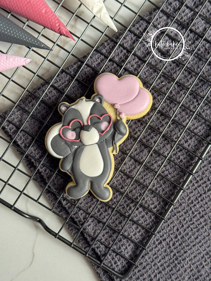 Skunk with Heart Balloons Cookie Cutter