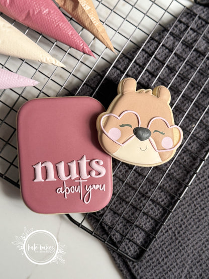 Squirrel Face with Heart Glasses Cookie Cutter