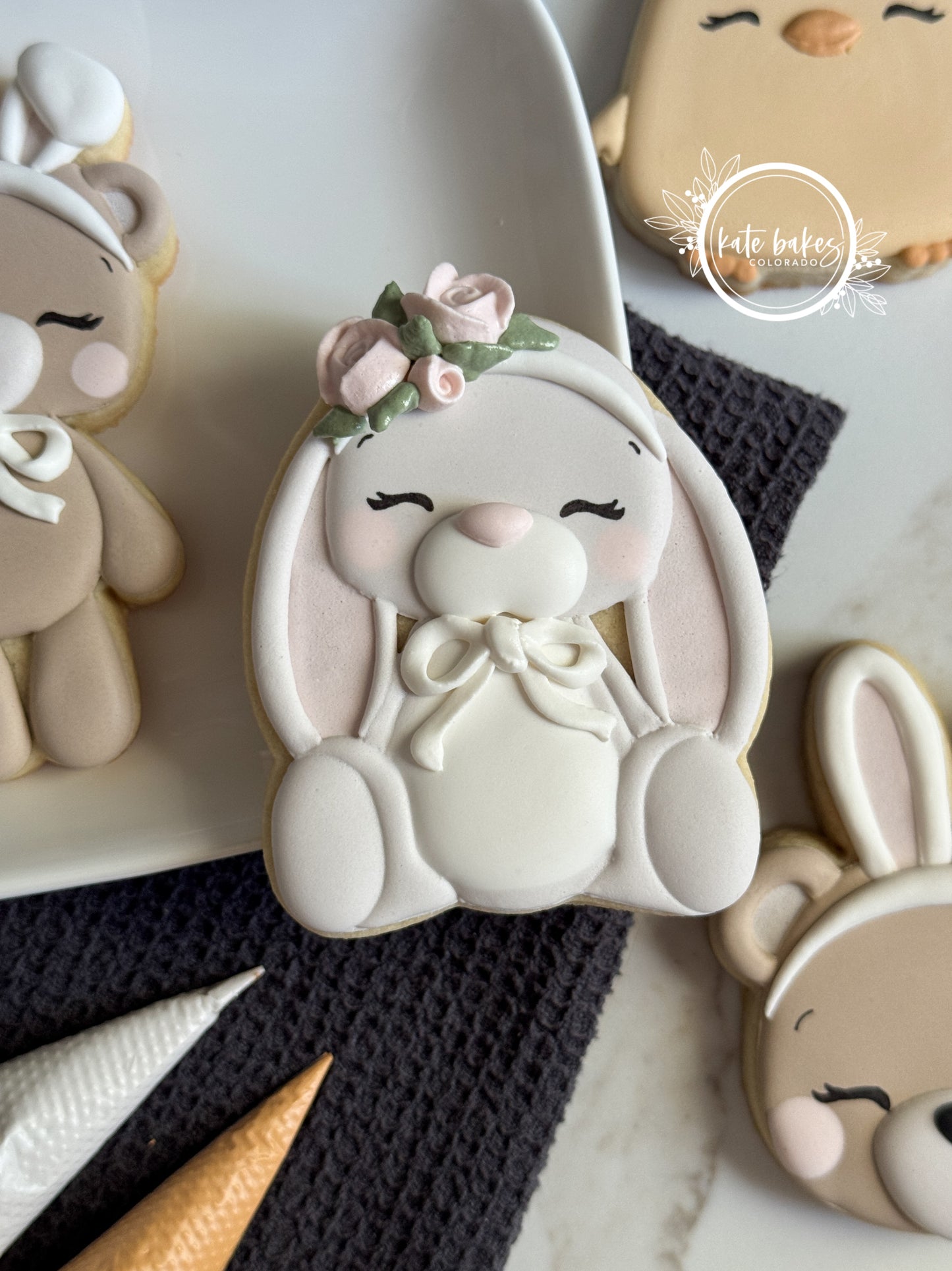 Bunny with Flower Headband Cookie Cutter