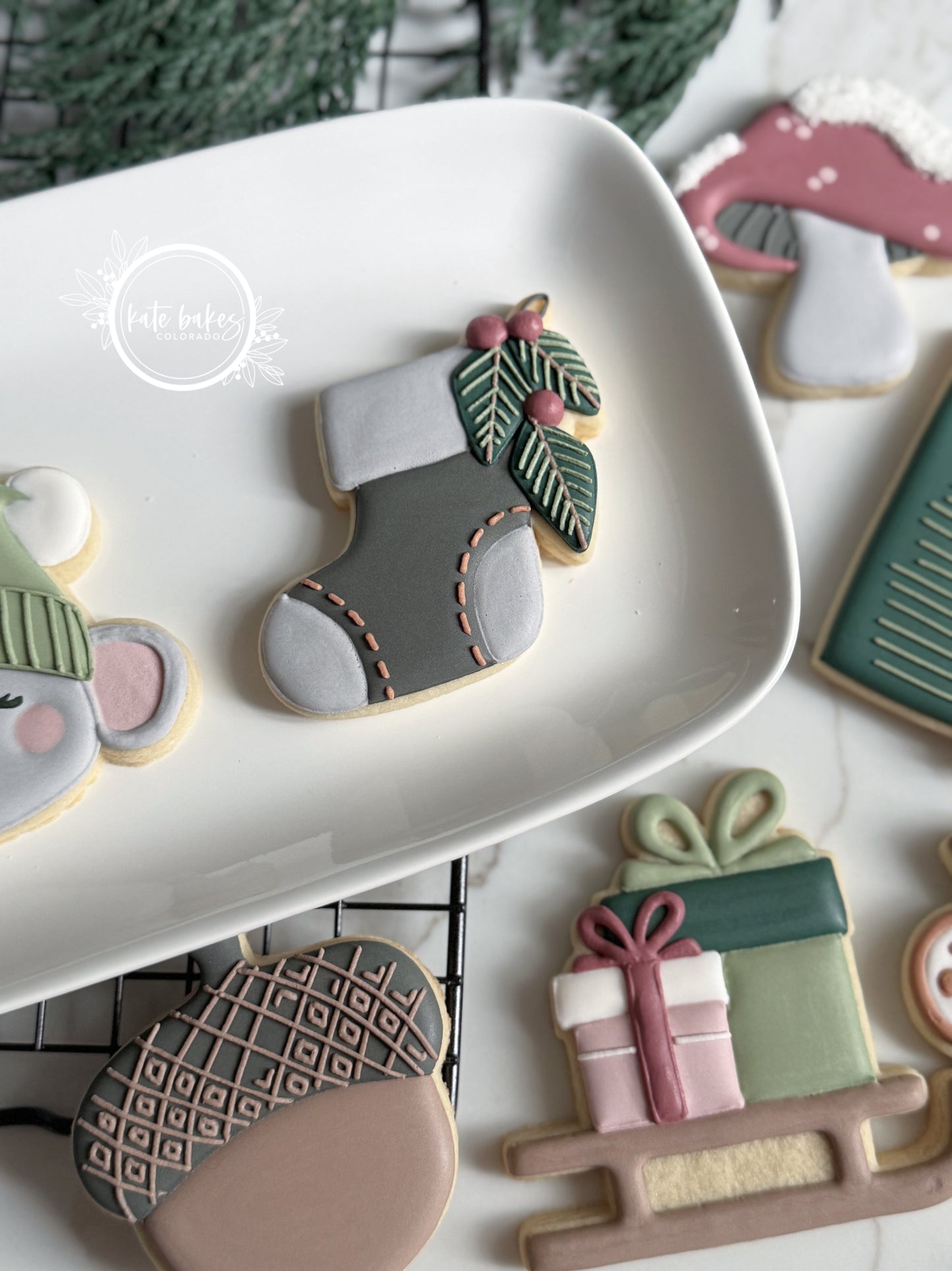 Stocking with Greenery Cookie Cutter