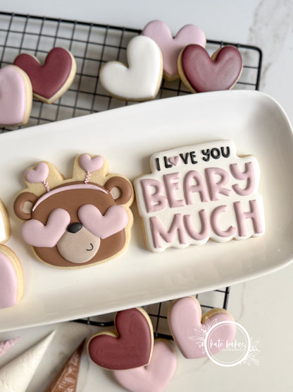 Bear and "Beary Much" Plaque Cookie Cutter (SET OF 2)