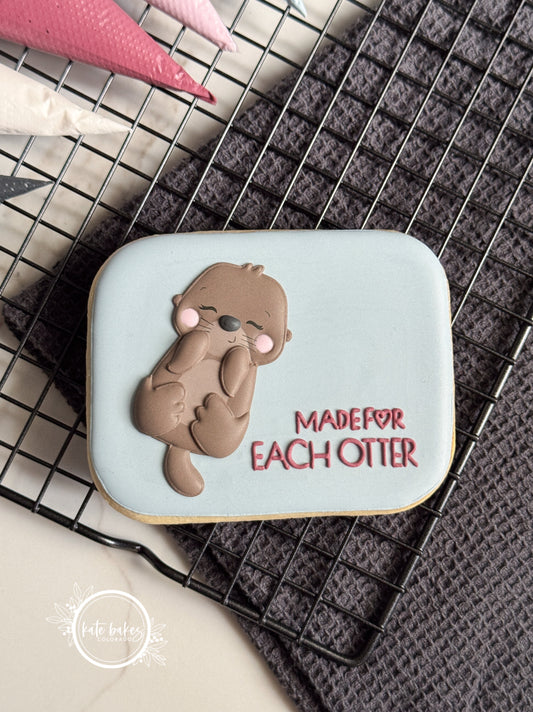 Vintage Paper Valentine Cookie Template- Otters